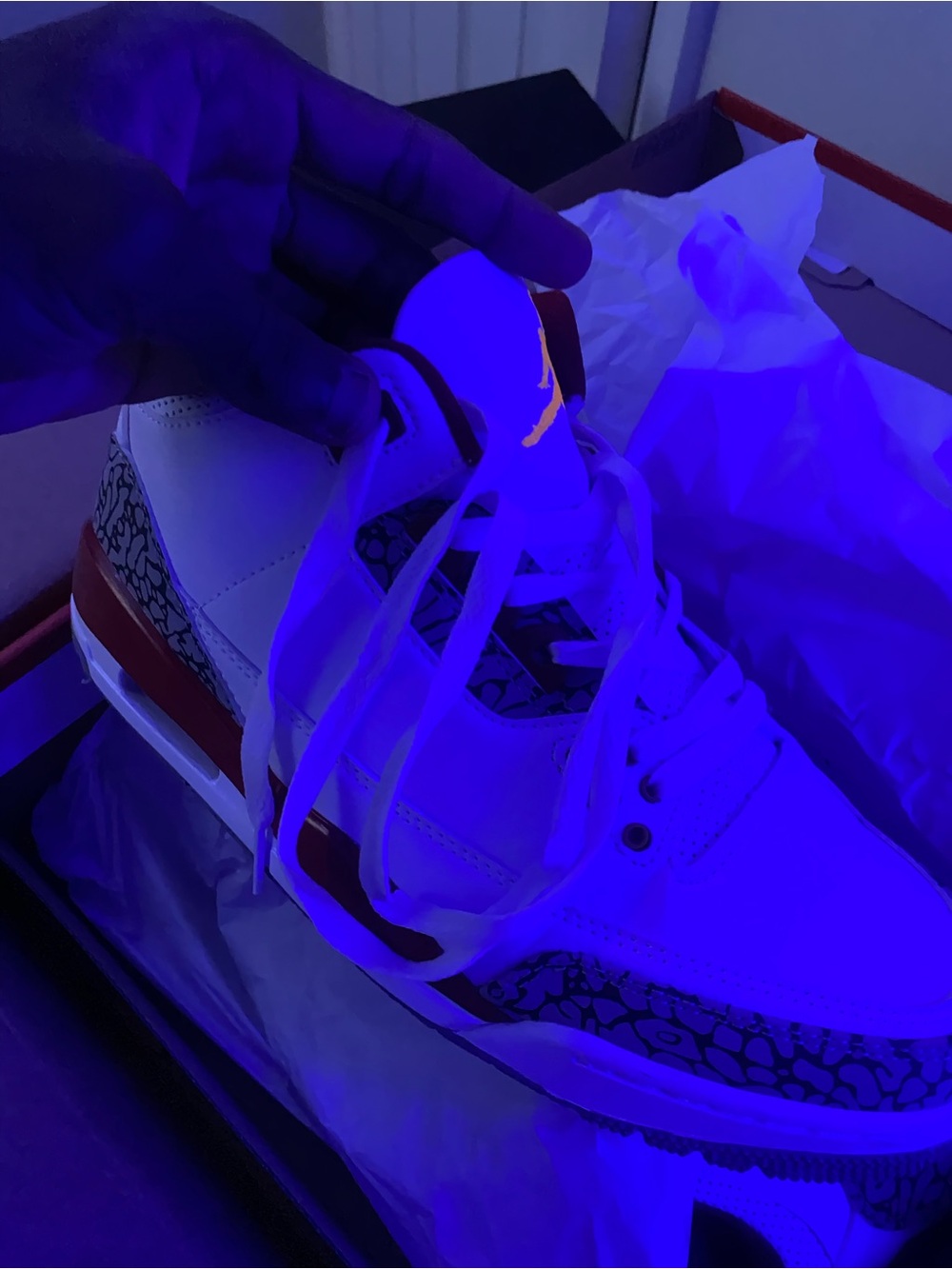 Jordan Men's White and Red Retro Sneakers with Elephant Print